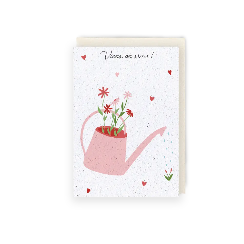 Plantable card, the watering can