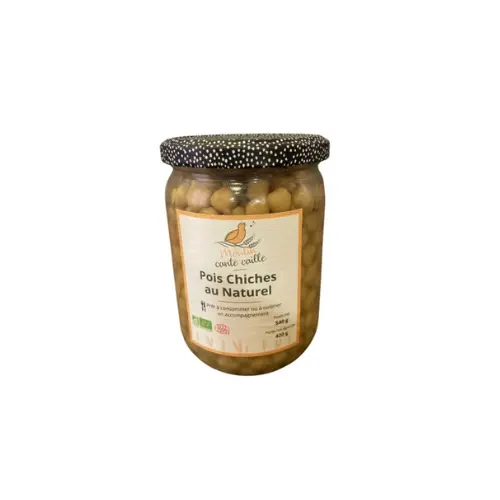 Jar of Organic Natural Chickpeas - 540 gr - Batch 24 10 2024