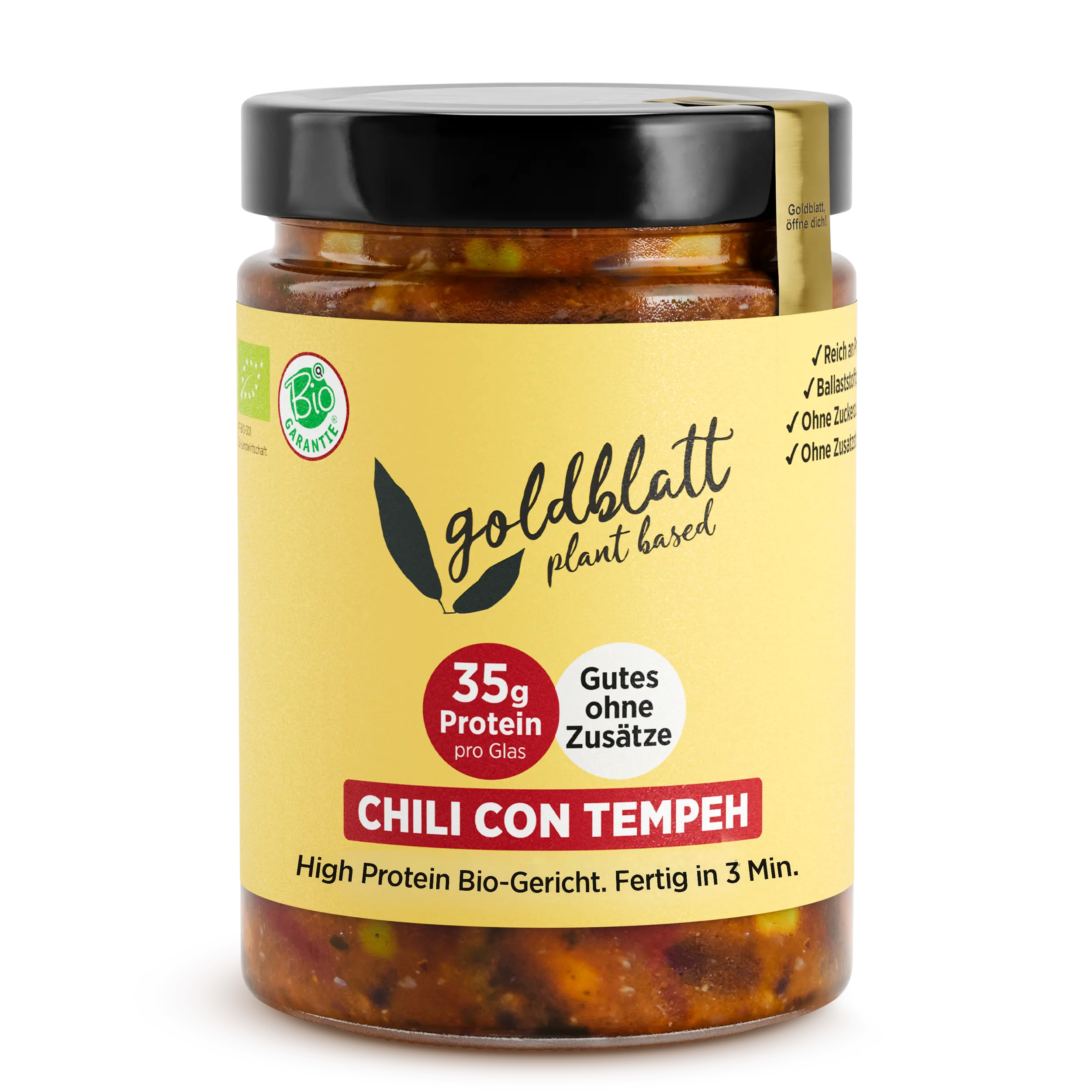 Chili con tempeh orgánico Goldblatt – Comida preparada con alto contenido en proteínas