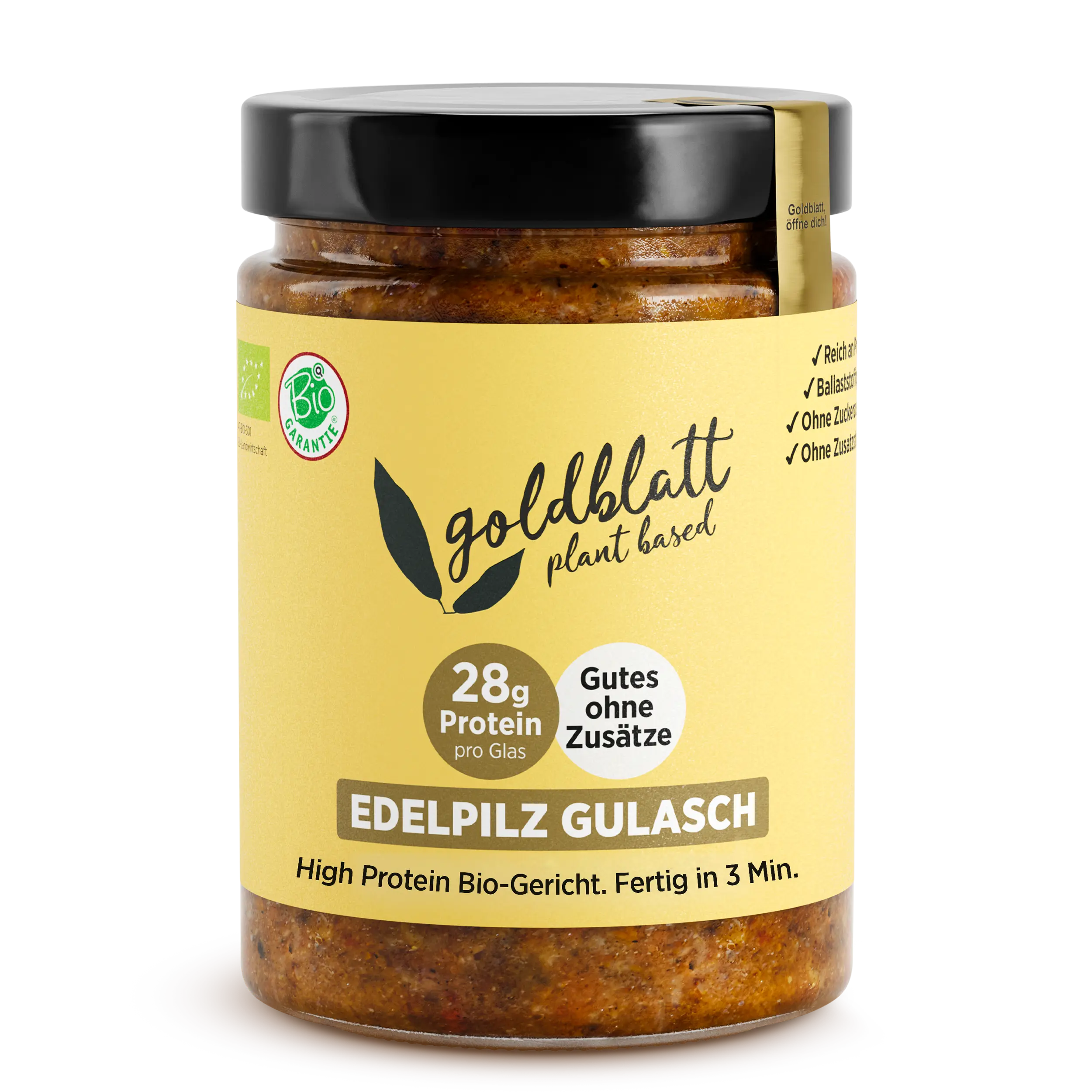 Goulash de champiñones gourmet orgánico Goldblatt – Plato preparado con alto contenido en proteínas