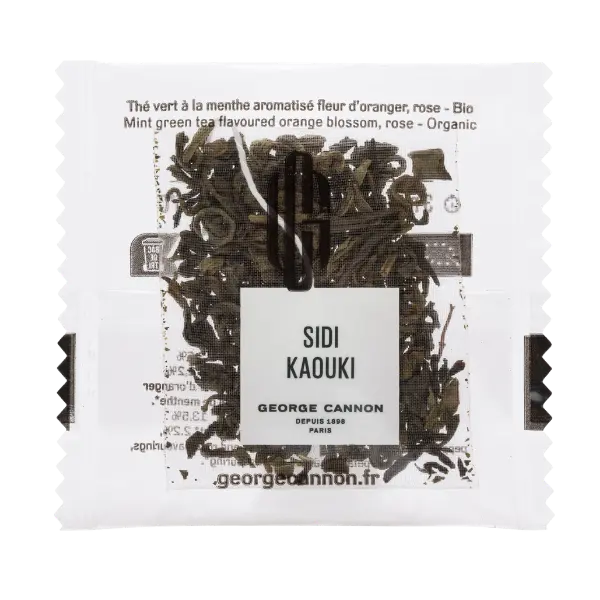 SIDI KAOUKI  Thé vert à la menthe aromatisé à la rose et à la fleur d'oranger Bio - Carton 160 sachets