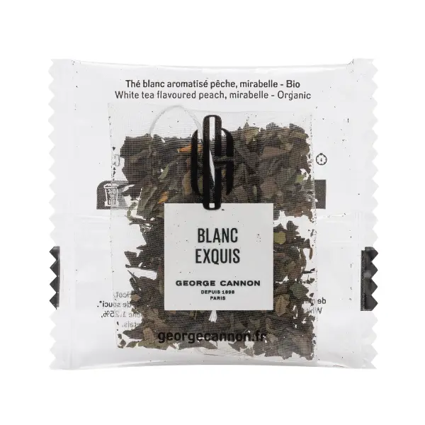BLANC EXQUIS Thé blanc aromatisé à la pêche et à la mirabelle Bio - Carton 160 sachets