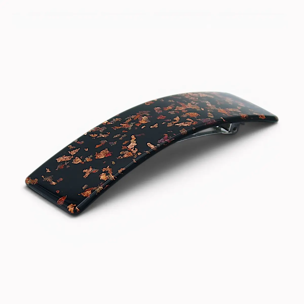 Barrette à cheveux Hortance noire pailletée - Fait main en France