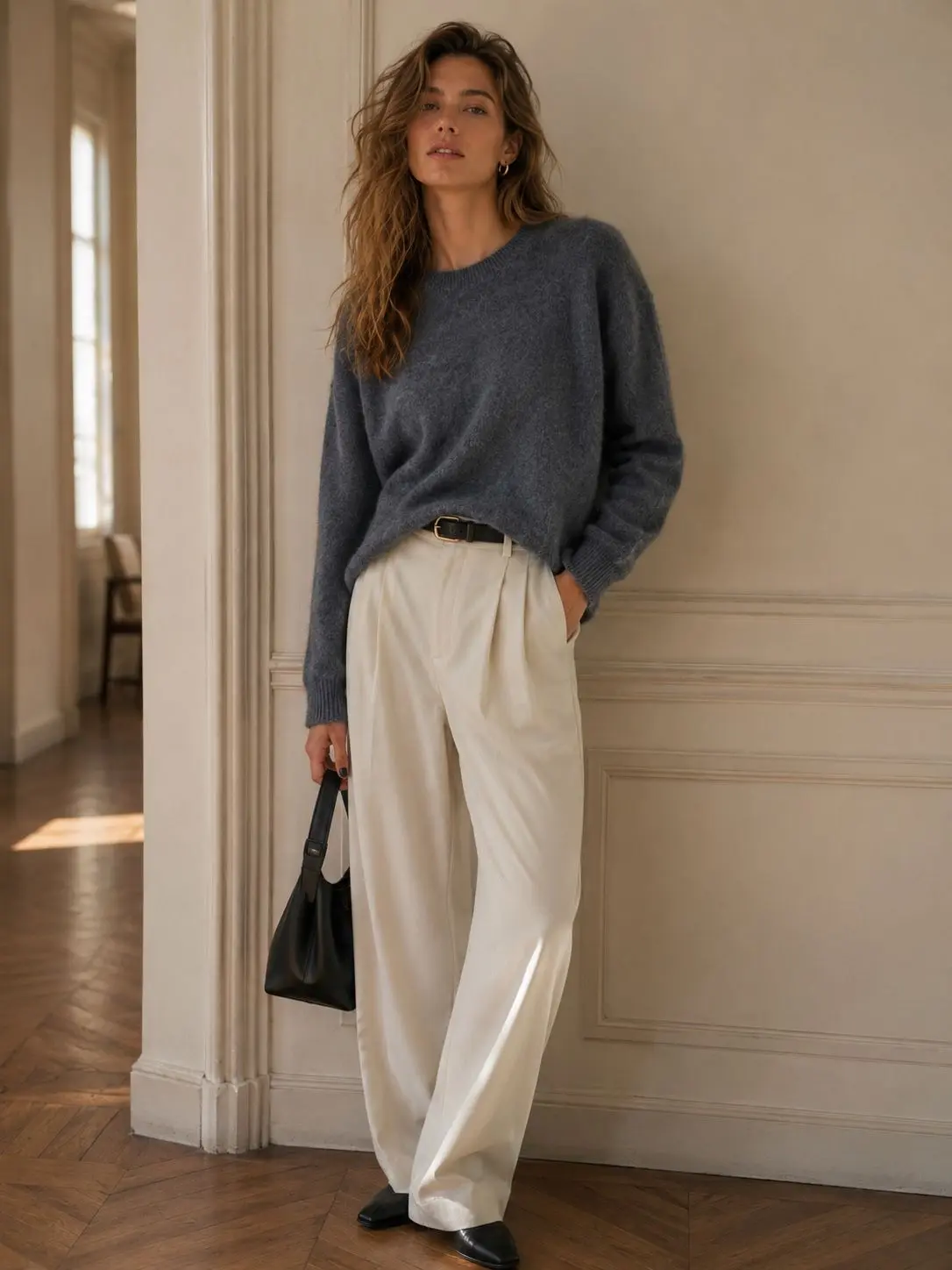 Pullover Col Rond en Cachemire Laine & Soie