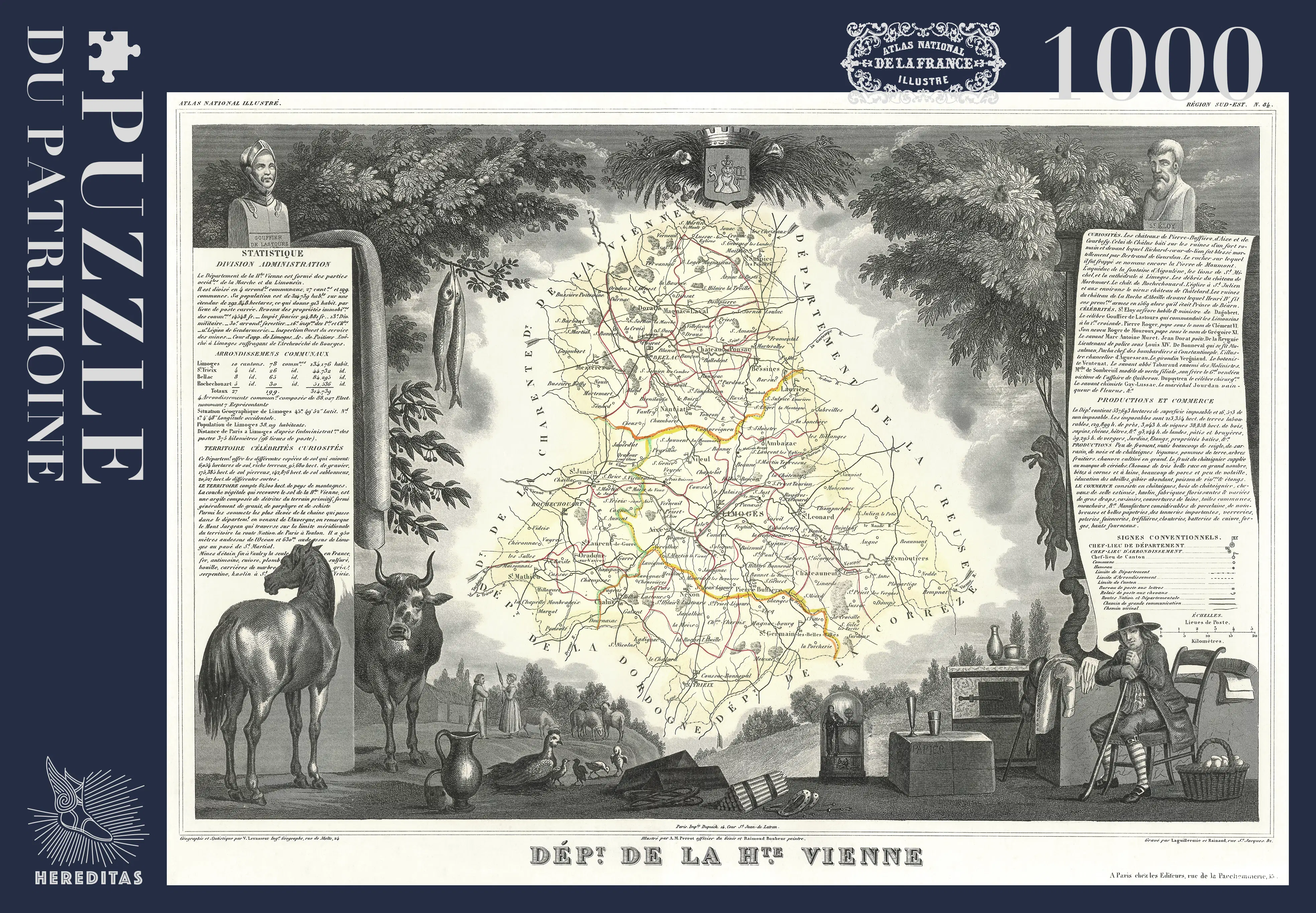 Puzzle 1000 pièces - La carte du département de la Haute Vienne