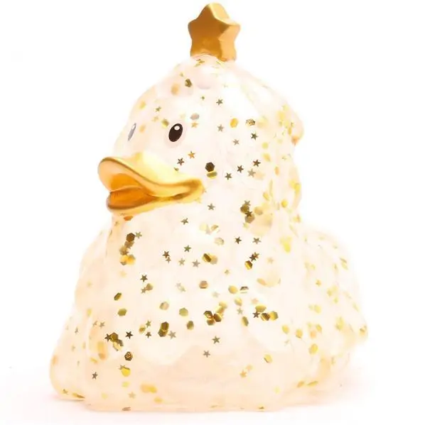 Badeente Weihnachtsbaum - Glitzer-gold - Gummiente