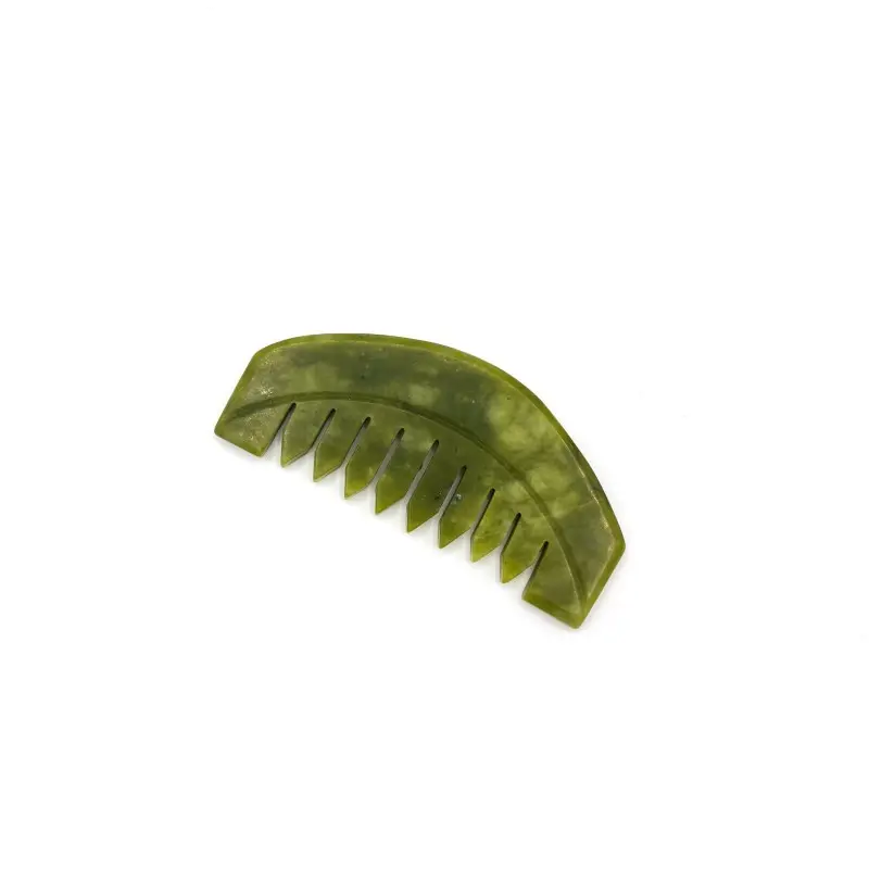 Peigne en Jade – Peigne Massage du Cuir Chevelu en Pierre Naturelle – Forme Lisse ou Ondulée