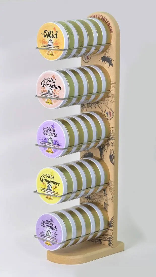 Présentoir pour boîte de bonbons artisanaux | 5 emplacements | Apipharma
