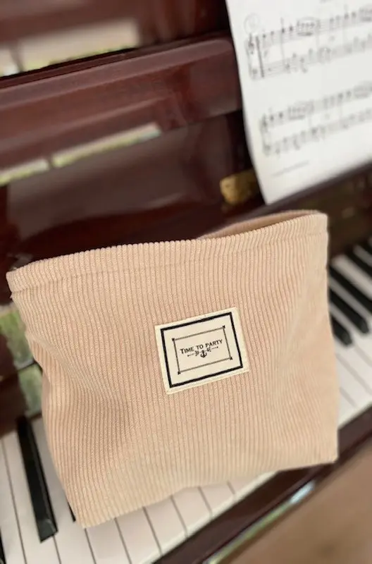 Beige corduroy pouch
