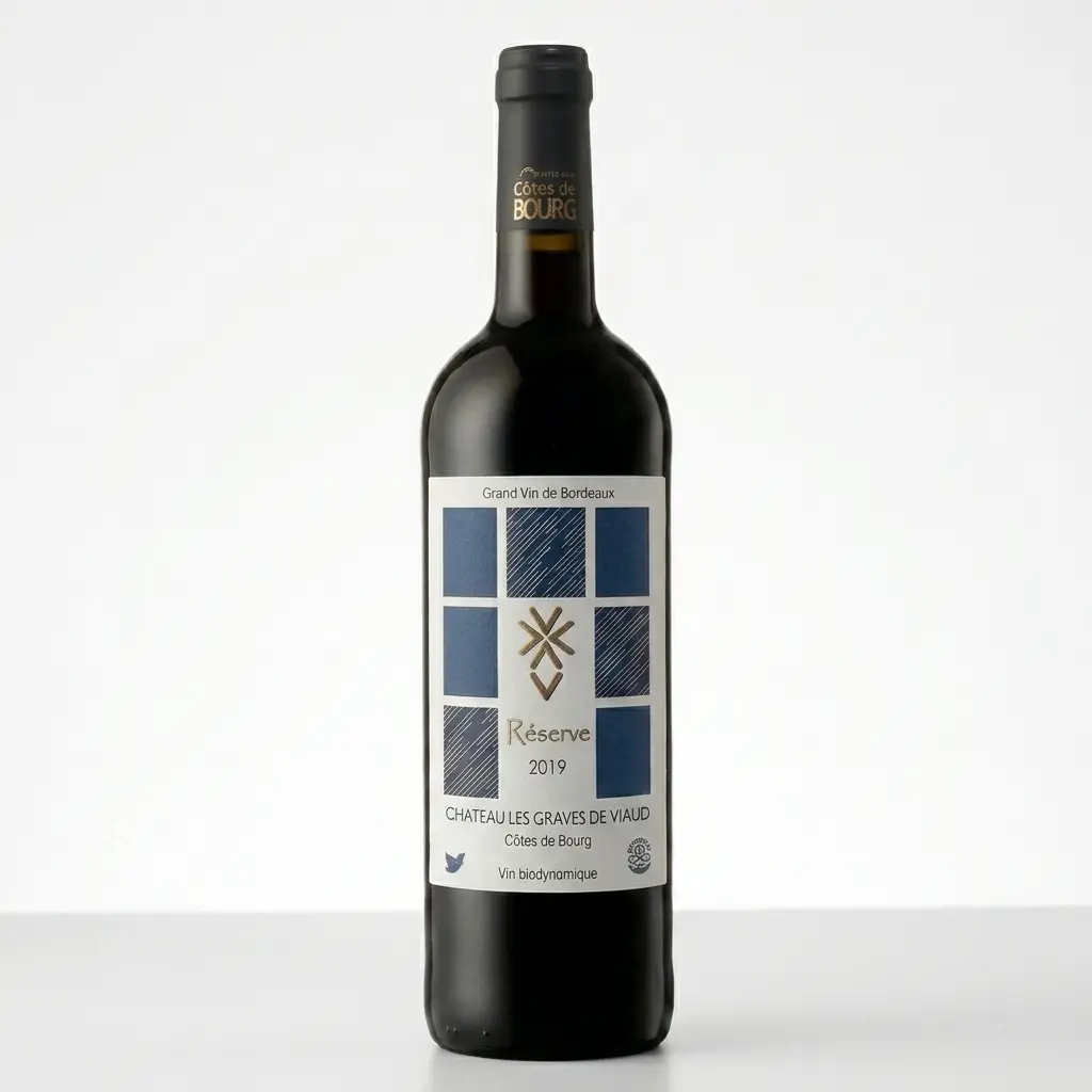 Chateau Les Graves de Viaud Reserve 2019. Bordeaux Côtes de Bourg, organic wine, biodynamic wine certified Demeter