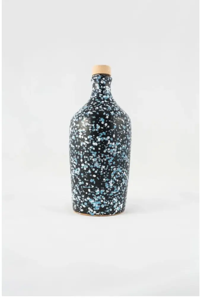 Vase en céramique gras à la main avec de l'huile d'olive biologique Blu 500ml