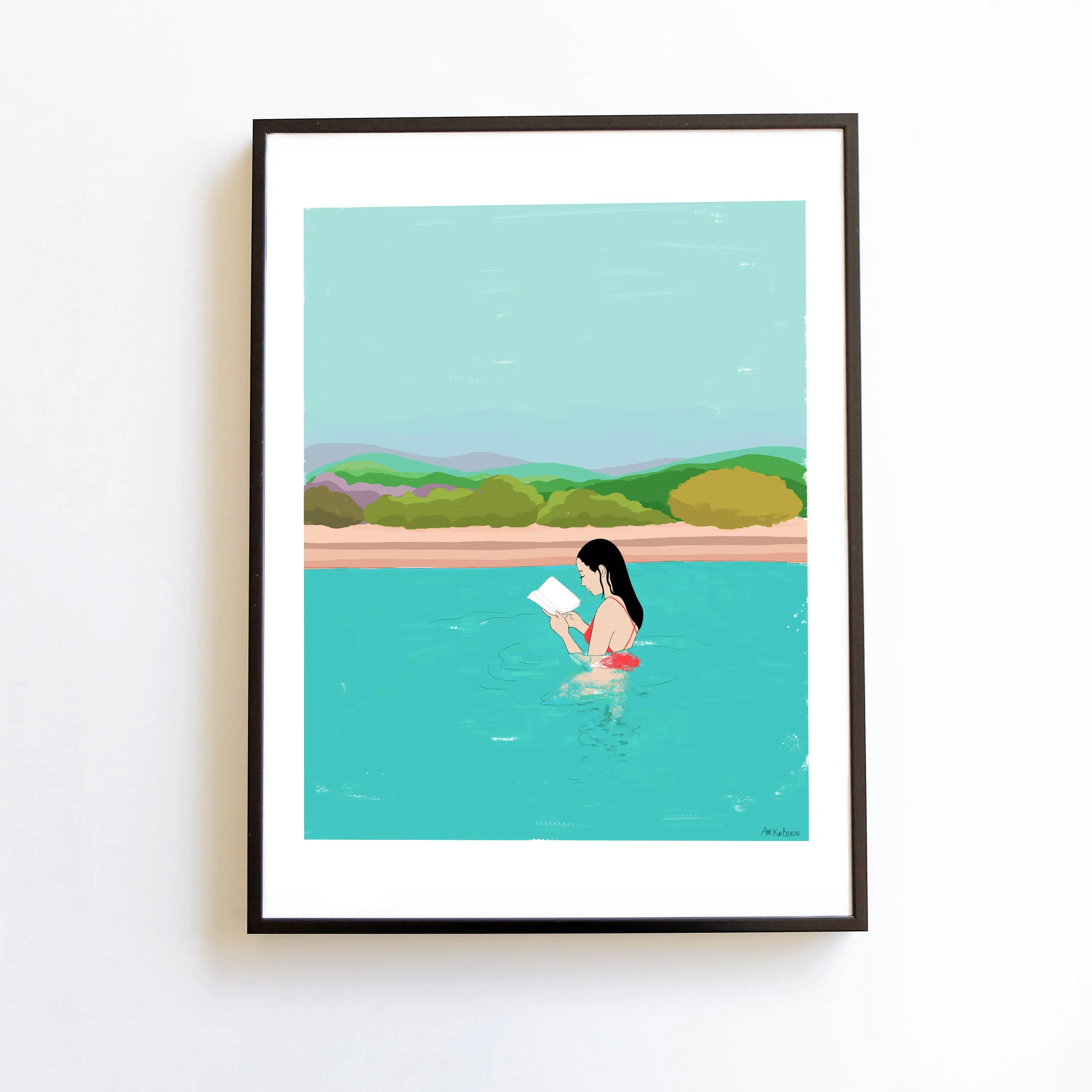 Poster Reader Books Summer Swimming Pool A3 format
