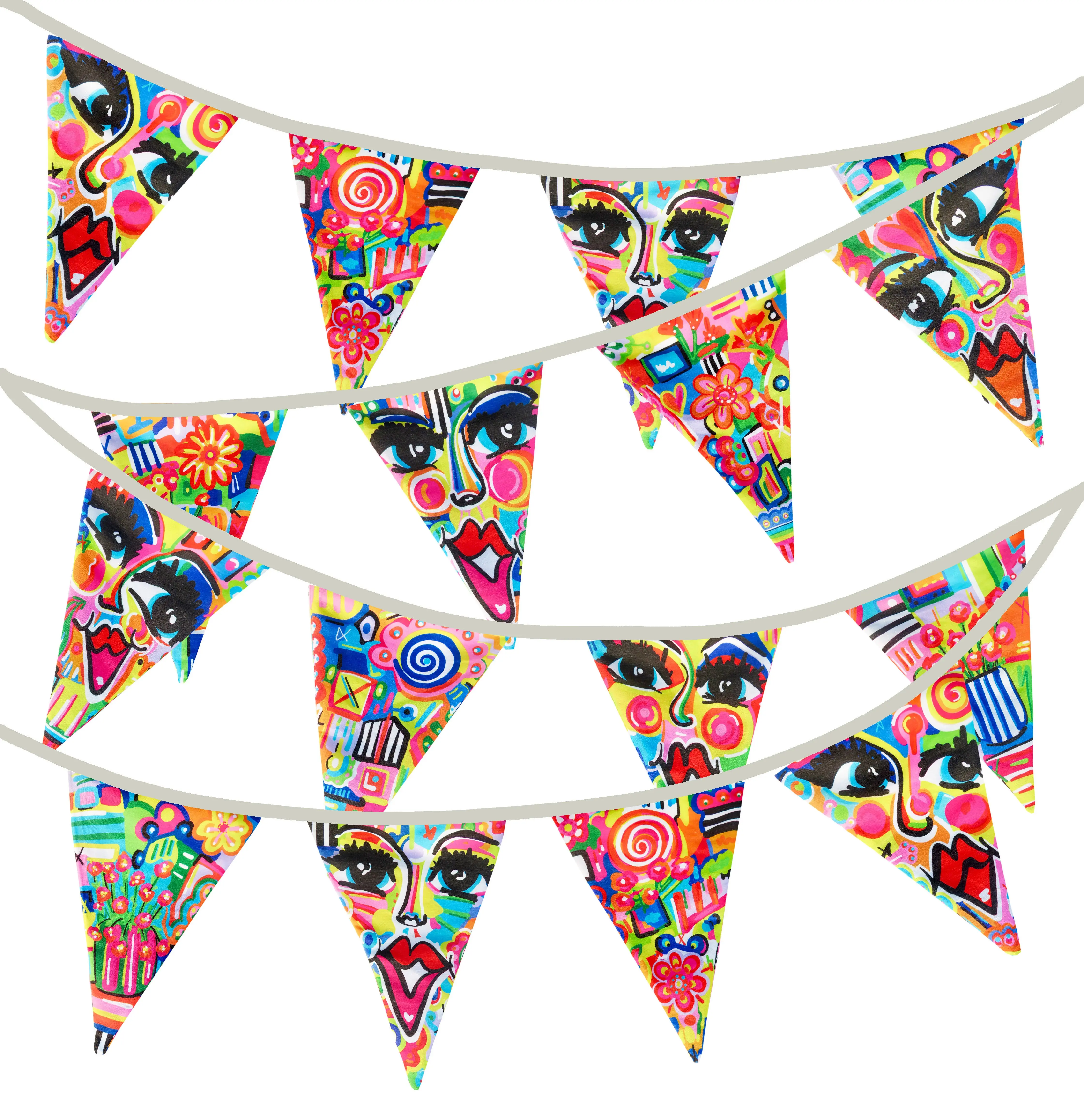 Puk Art® | Stoffgirlande | Pop Art | Beidseitig bedruckt • 12 Meter