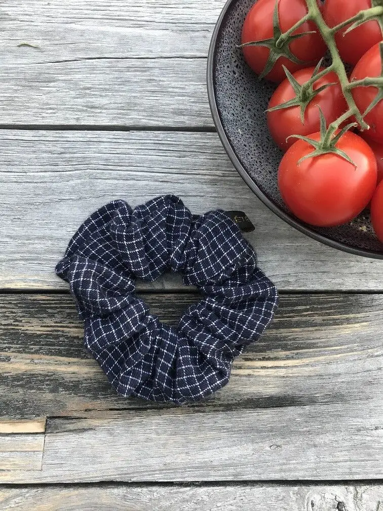 Navy Check Scrunchie - Classic