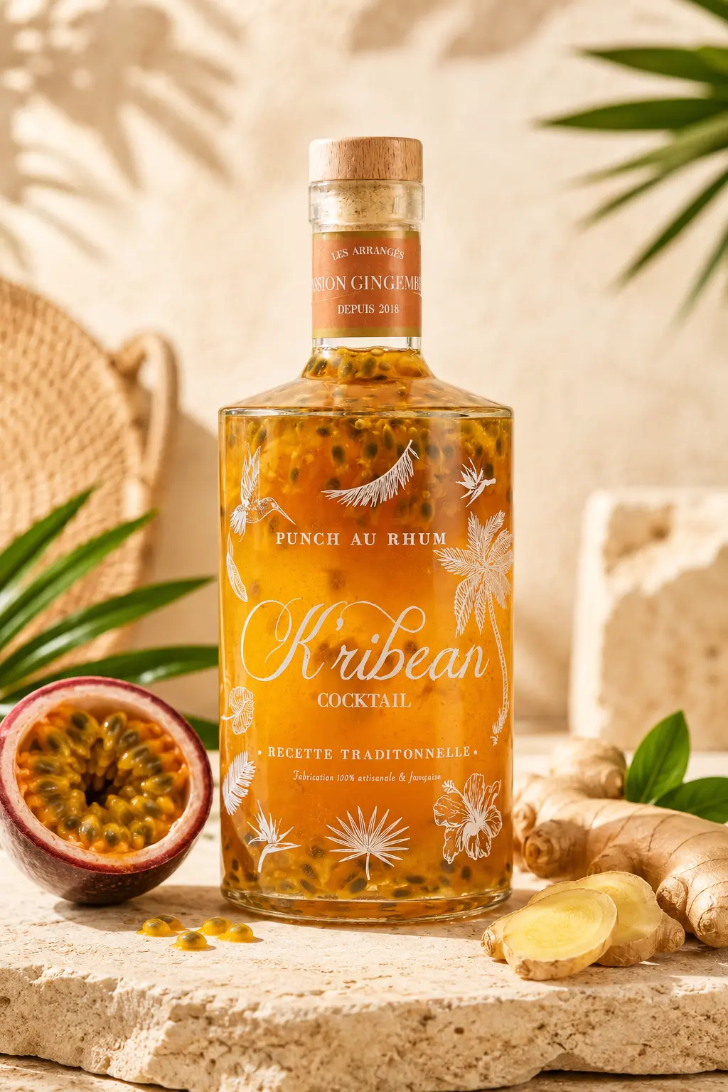 K'RIBEAN COCKTAIL - passion ginger arranged rum