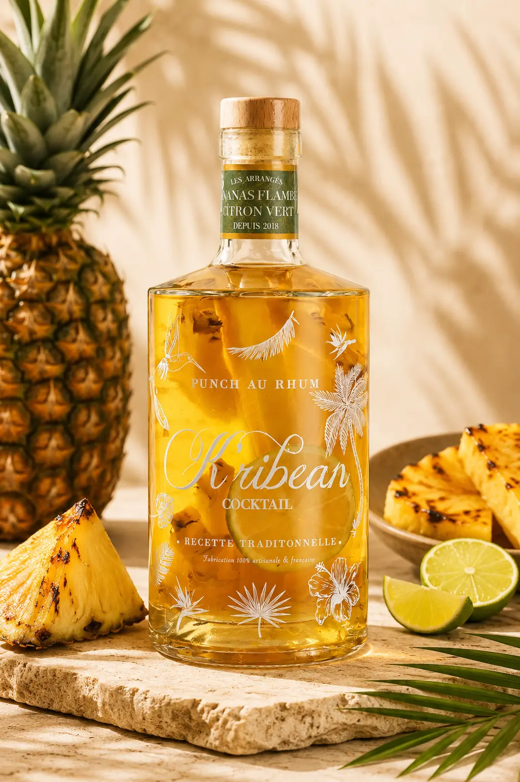 K'RIBEAN COCKTAIL - rum flavored with flambéed pineapple and lime