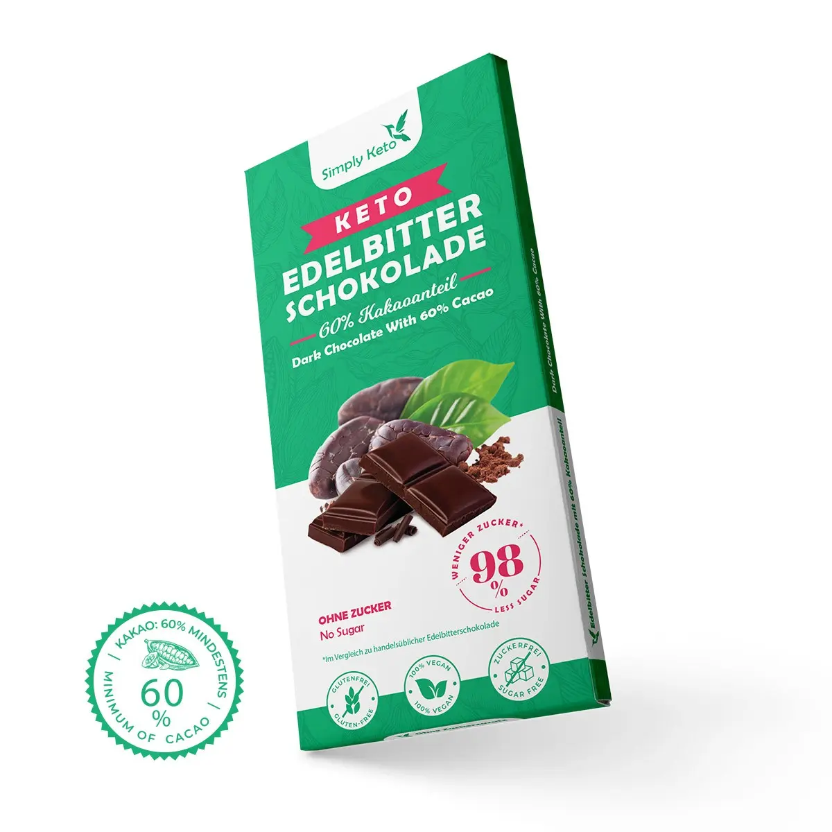 Keto Edelbitter Schokoladentafel | 60% Kakao