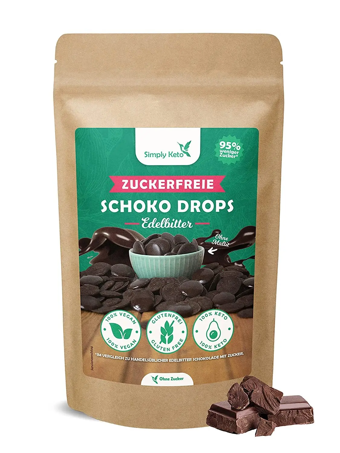 EDELBITTER Schoko Drops 750g (Erythrit) | Vorteilspack