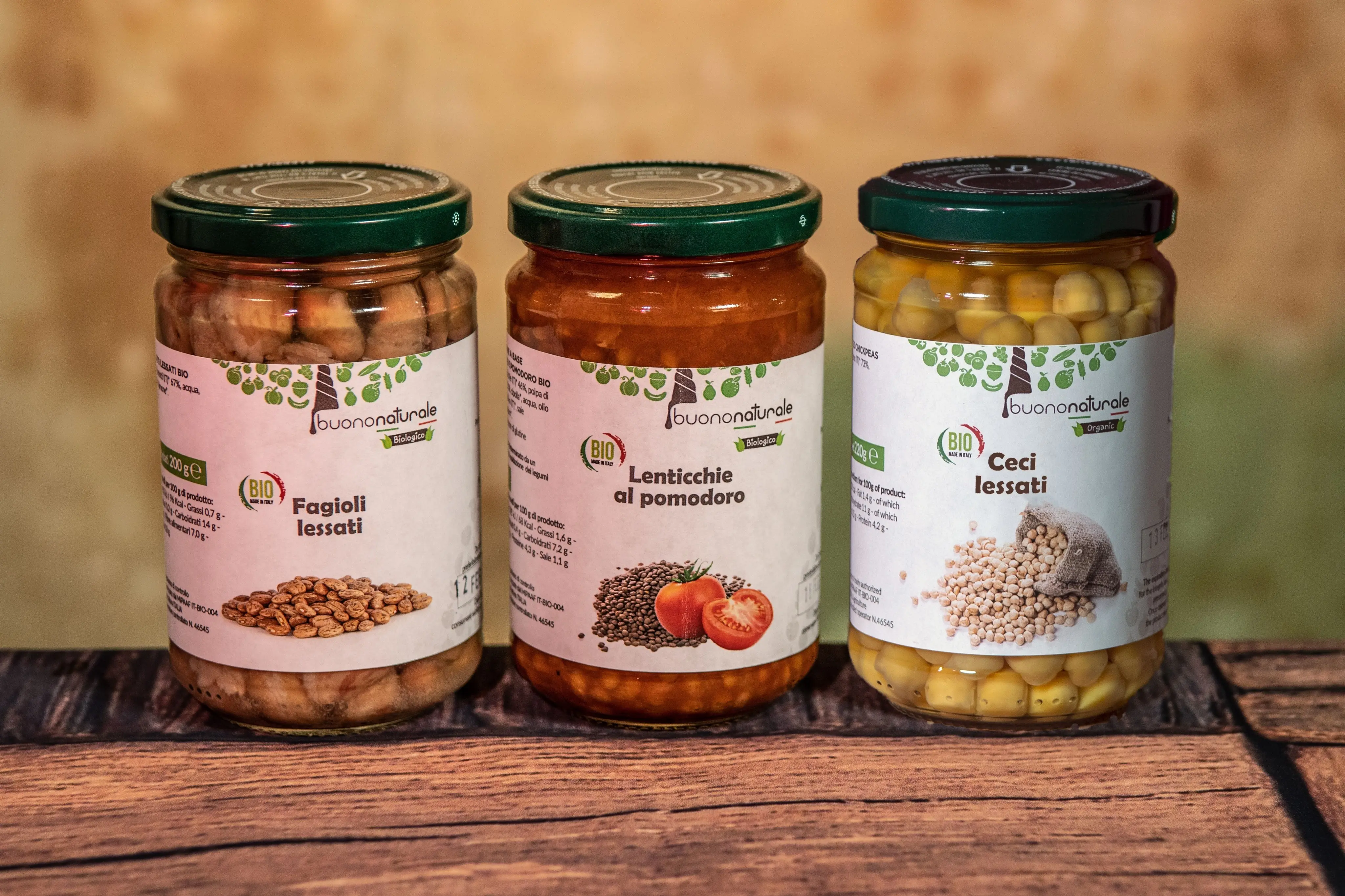 Hülsenfrüchte-Mix-Box BIO 1.8 kg – Packung gekochte italienische Hülsenfrüchte: 2 Stück Suppe mit Linsen und Tomaten BIO, 2 Stück gekochte Borlottibohnen BIO und 2 Stück gekochte Kichererbsen BIO (6 x 300 g)