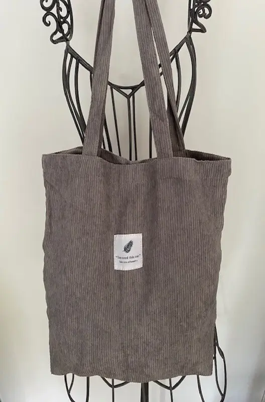 GRAY VELVET TOTE BAG
