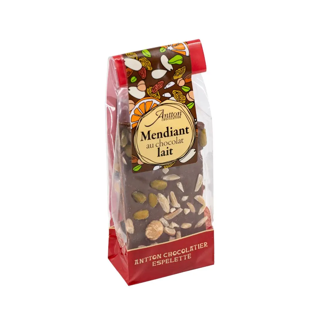 Christmas treat, bag of dried fruit and nut mendiants, milk chocolate 110g