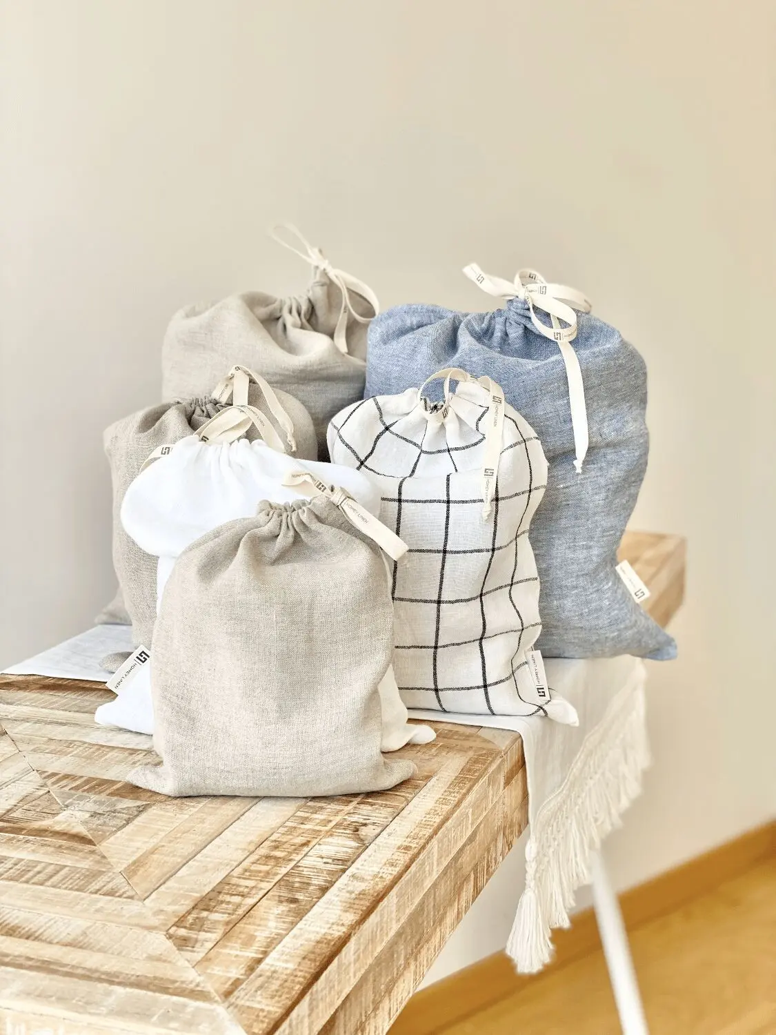 Linen Bread Bags - Reusable Linen Bags - Linen Storage Bags
