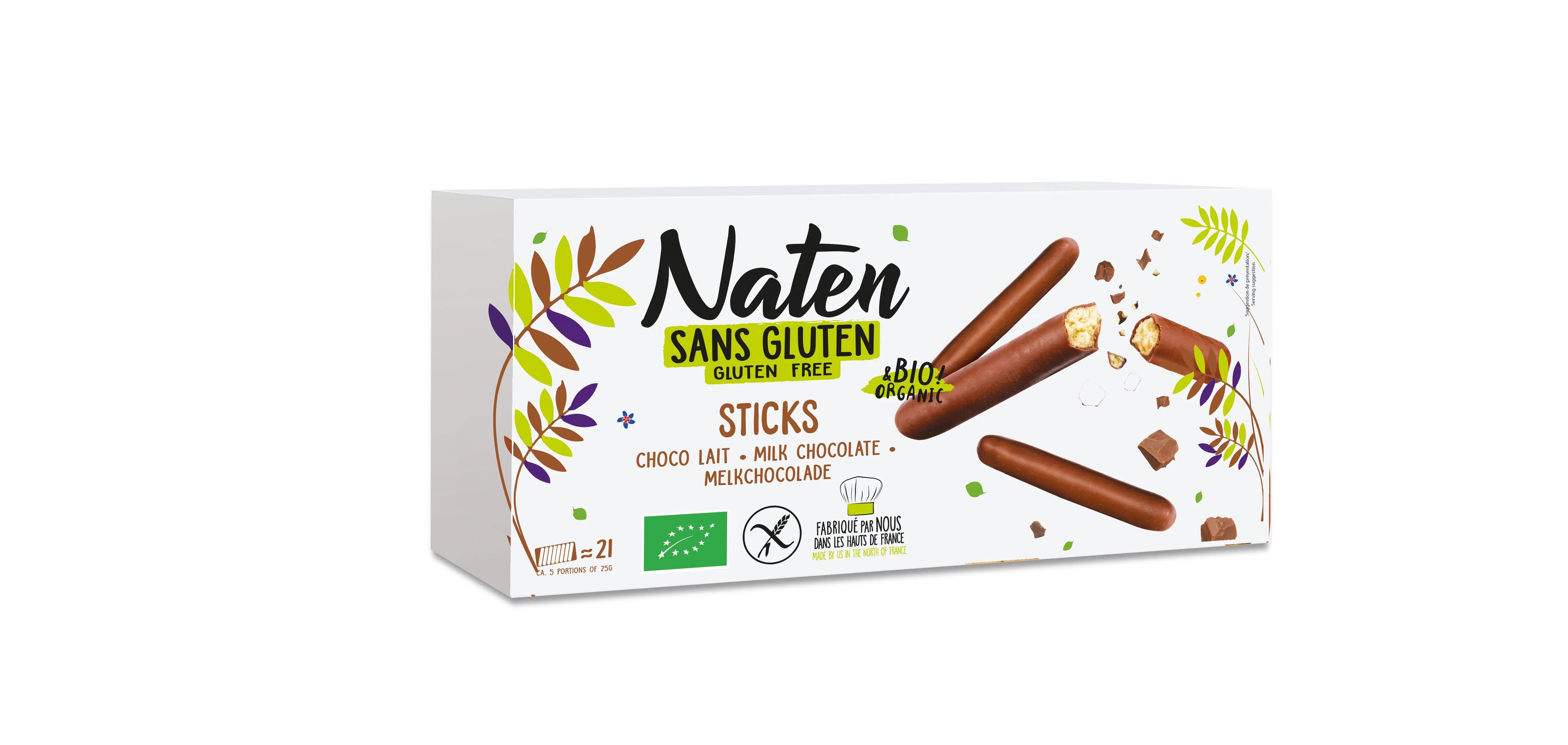 Naten gluten-free milk chocolate coated sticks 130g