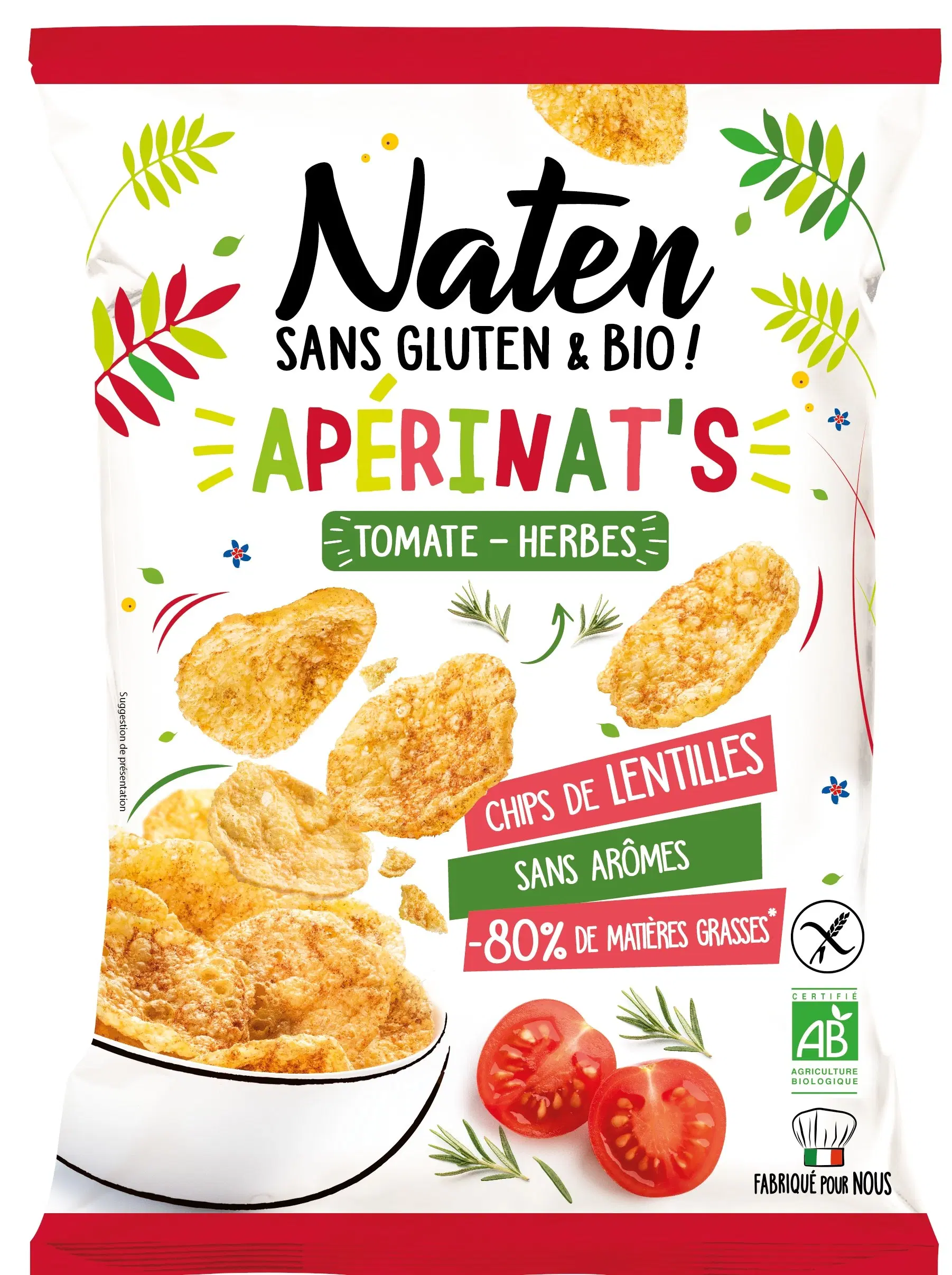 Gluten-free herb tomato crisps 50g Naten