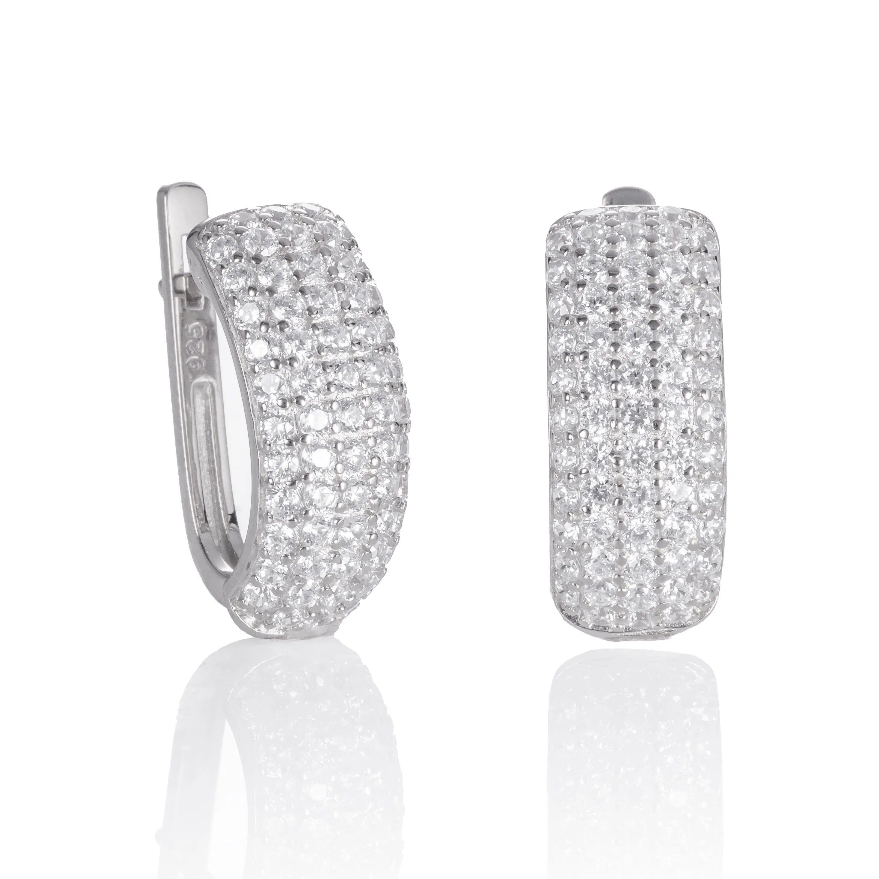 Sterling Silver Pave Hoop Earrings for Women