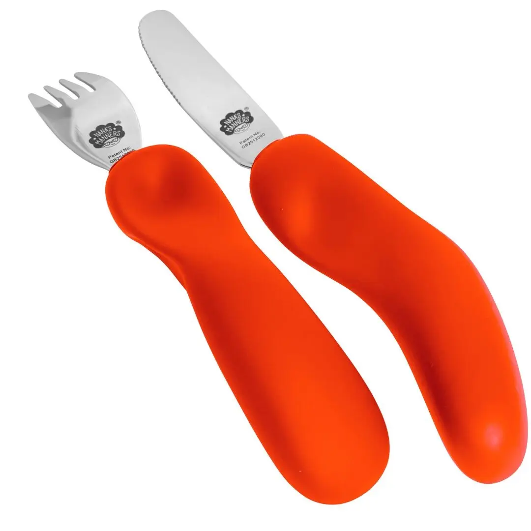 Stage 3 - Jeddie orange - Children's Cutlery - Knife & Fork