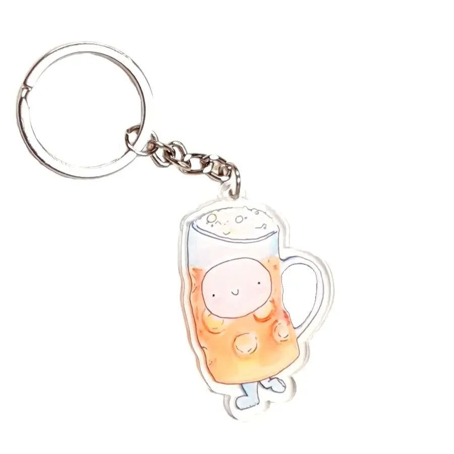 Happy beer acrylic keyring