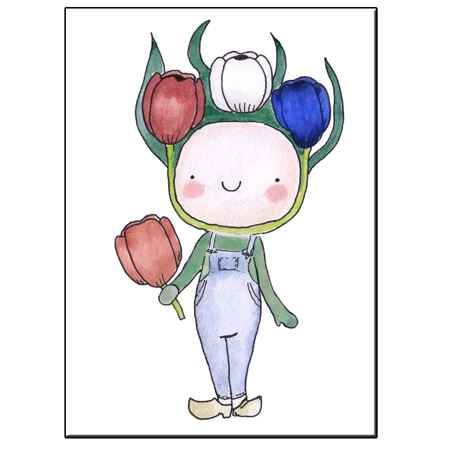 A5 happy tulip boy card