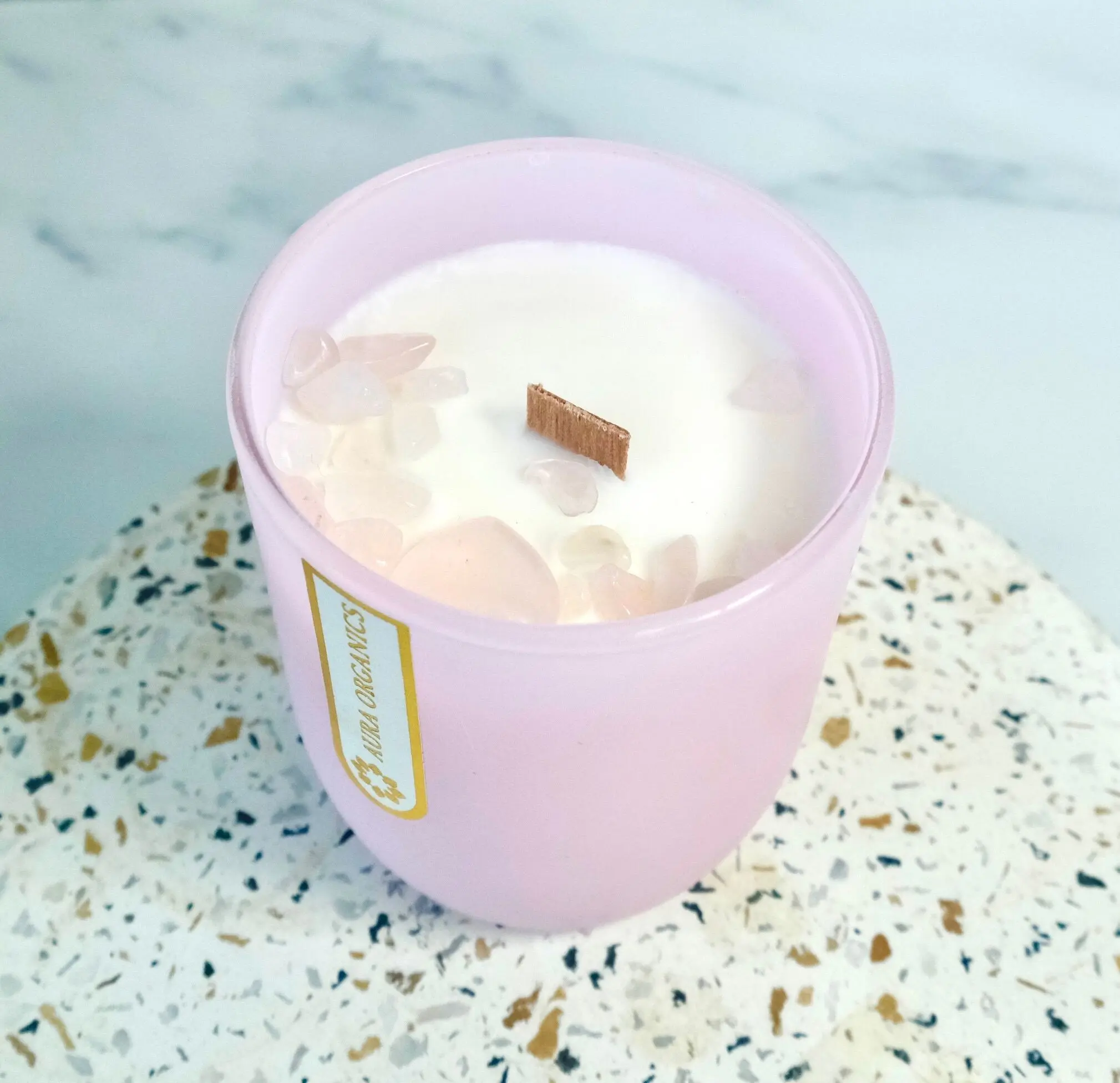 Natural Soy Wax Candle - Rose Quartz Crystal Candle
