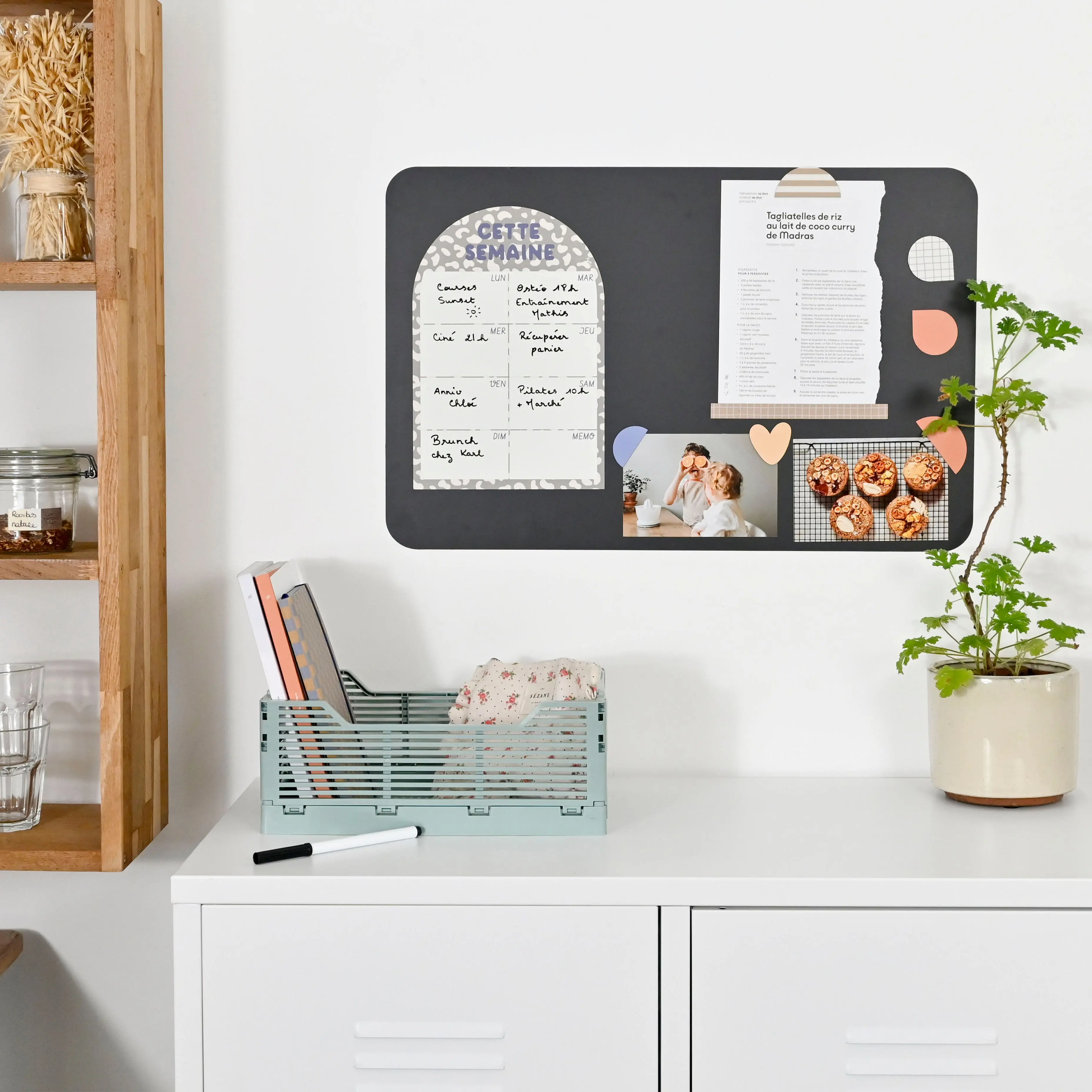 Black Rectangular Magnetic Board - Size S - - Magnetic wall decoration without drilling & modular