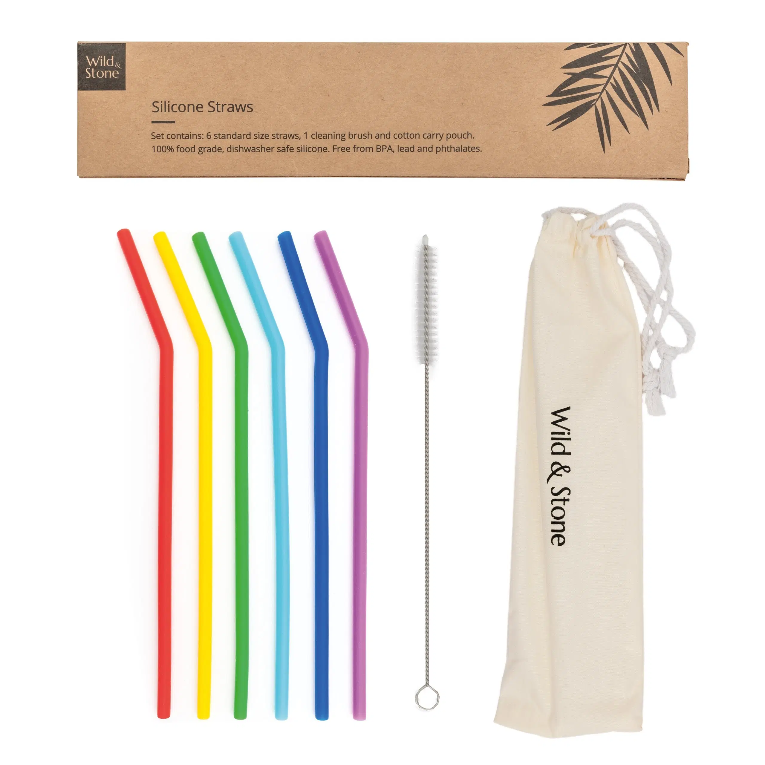 Silikon-Trinkhalme - Wiederverwendbar, BPA-frei und vegan - 6er-Pack