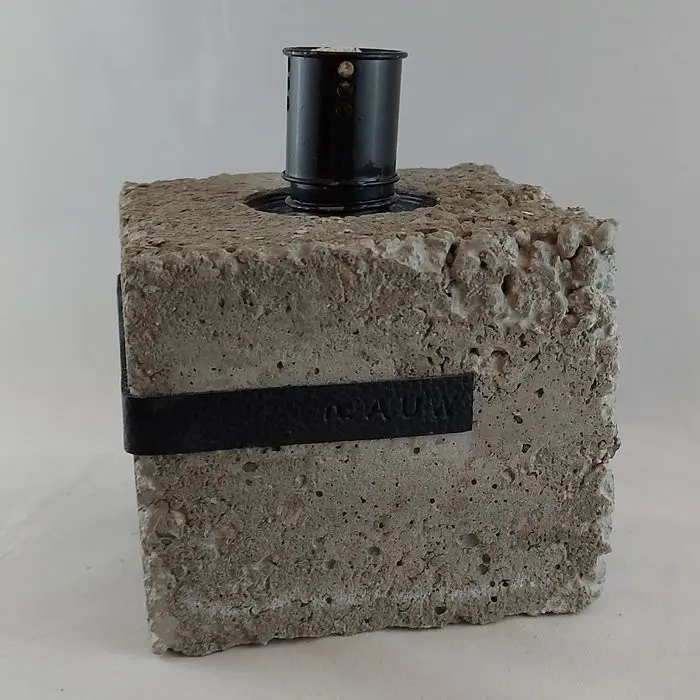 Torche de jardin design en béton brut, style industriel, noir (12 x 12 x 10 cm)