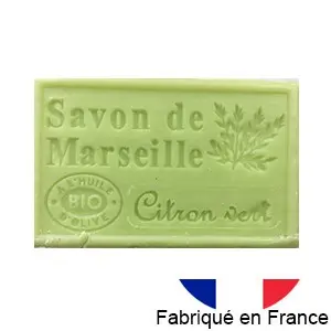 Marseille soap with organic olive oil - Lime fragrance - 125g