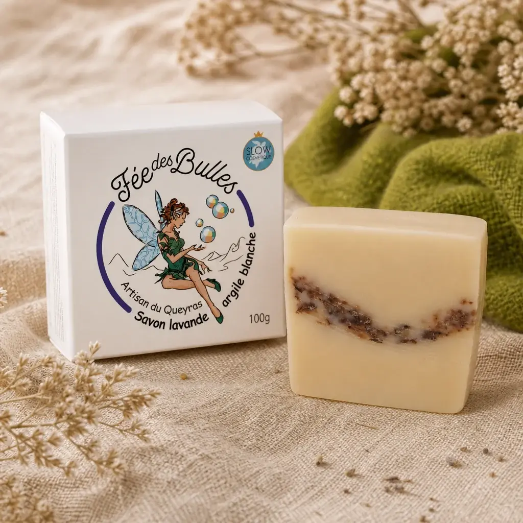 jabón de lavanda de arcilla blanca