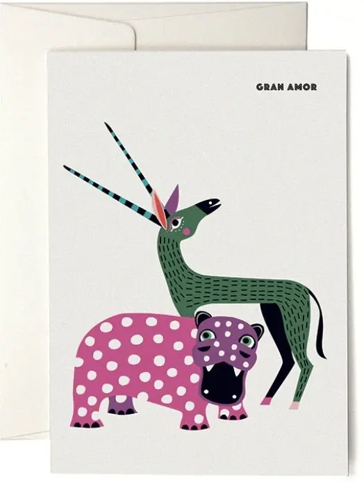 VIVA Hippo+Antelope Greeting Card