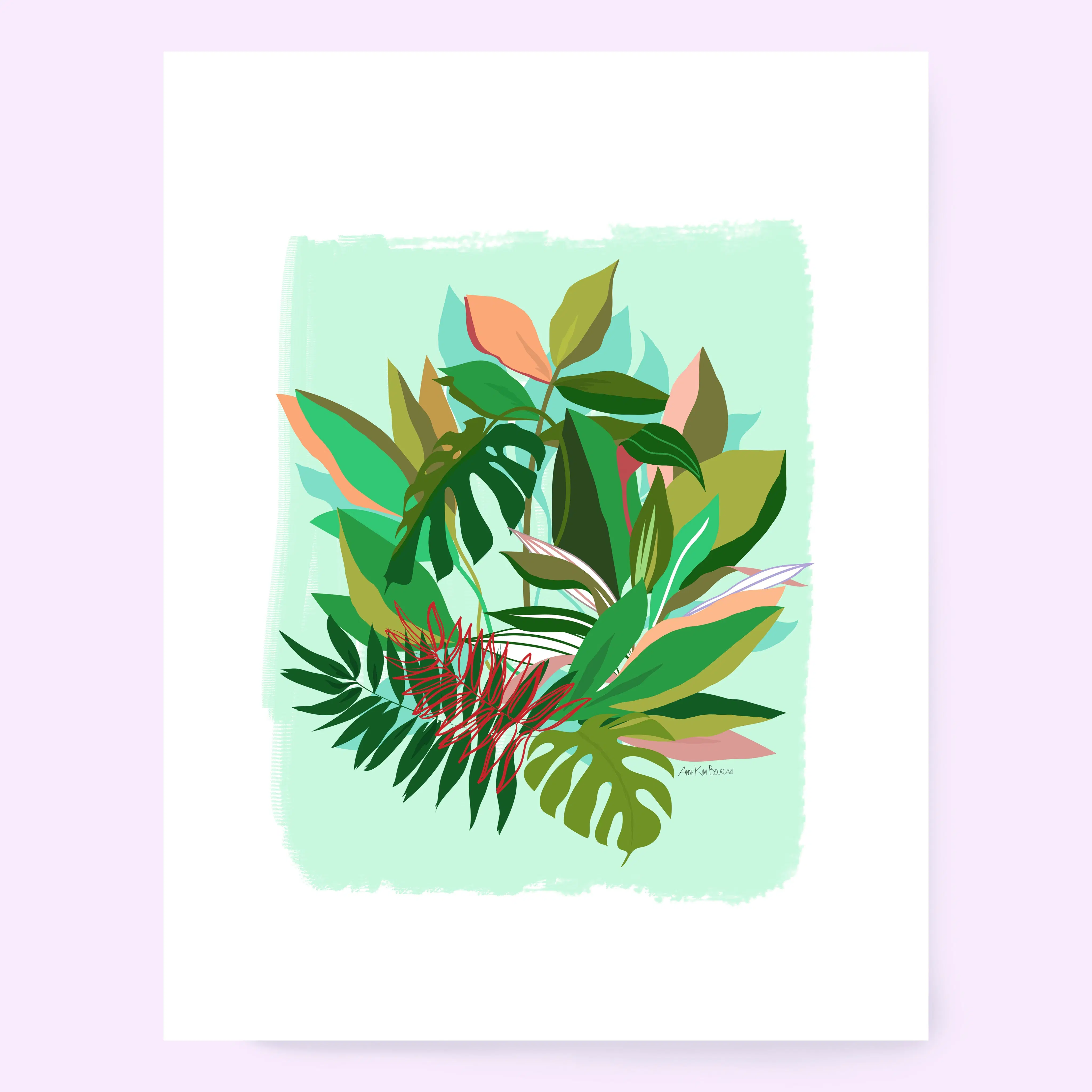 Exotic foliage jungle poster A4 format