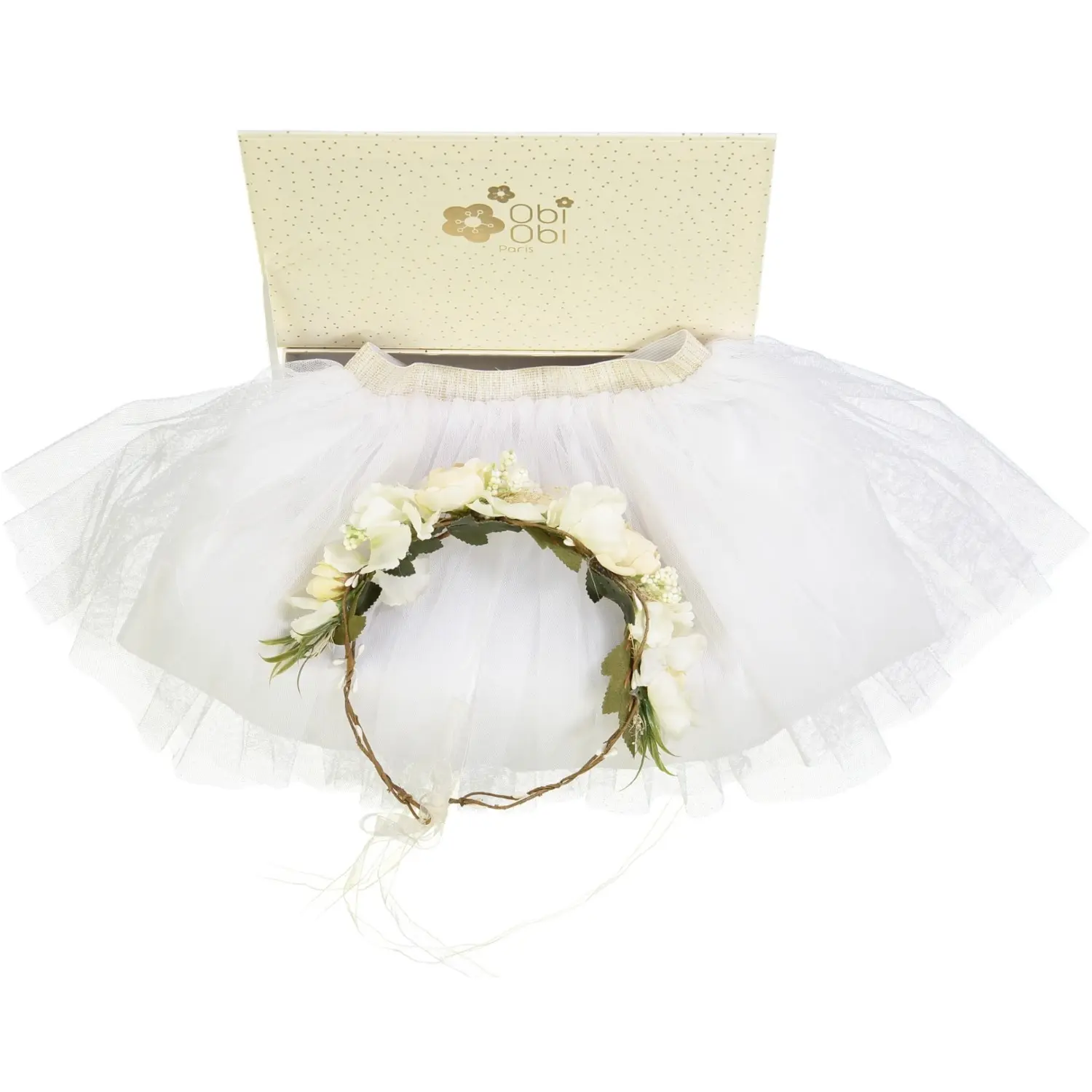 TUTU box + purple flower crown (photo of the white crown not contractual)