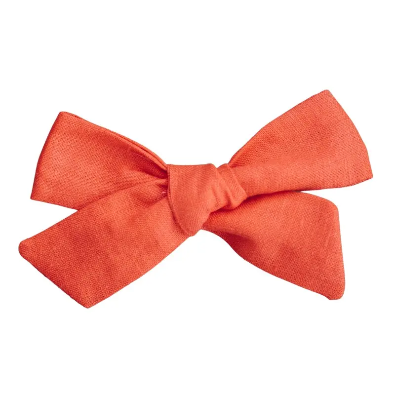 Apricot Retro linen barrettes (set of 6)