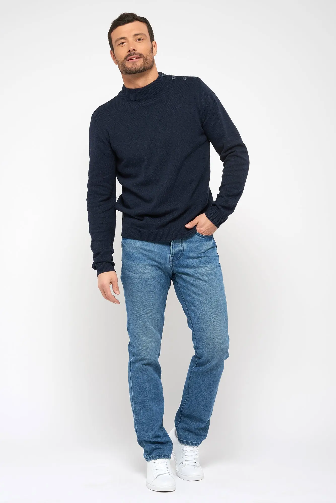 Recycled denim trousers - Straight cut - Light tone