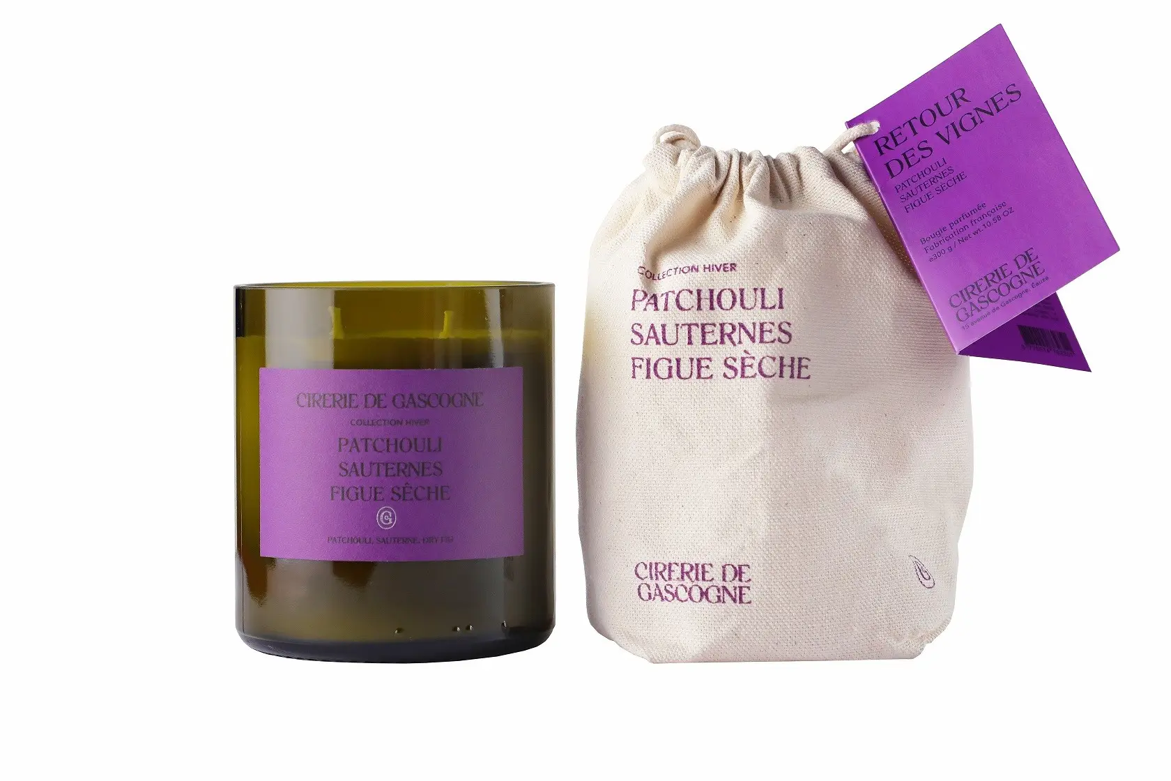 Patchouli scented candle - Sauternes - Dried fig - 300 gr - bottle bottom
