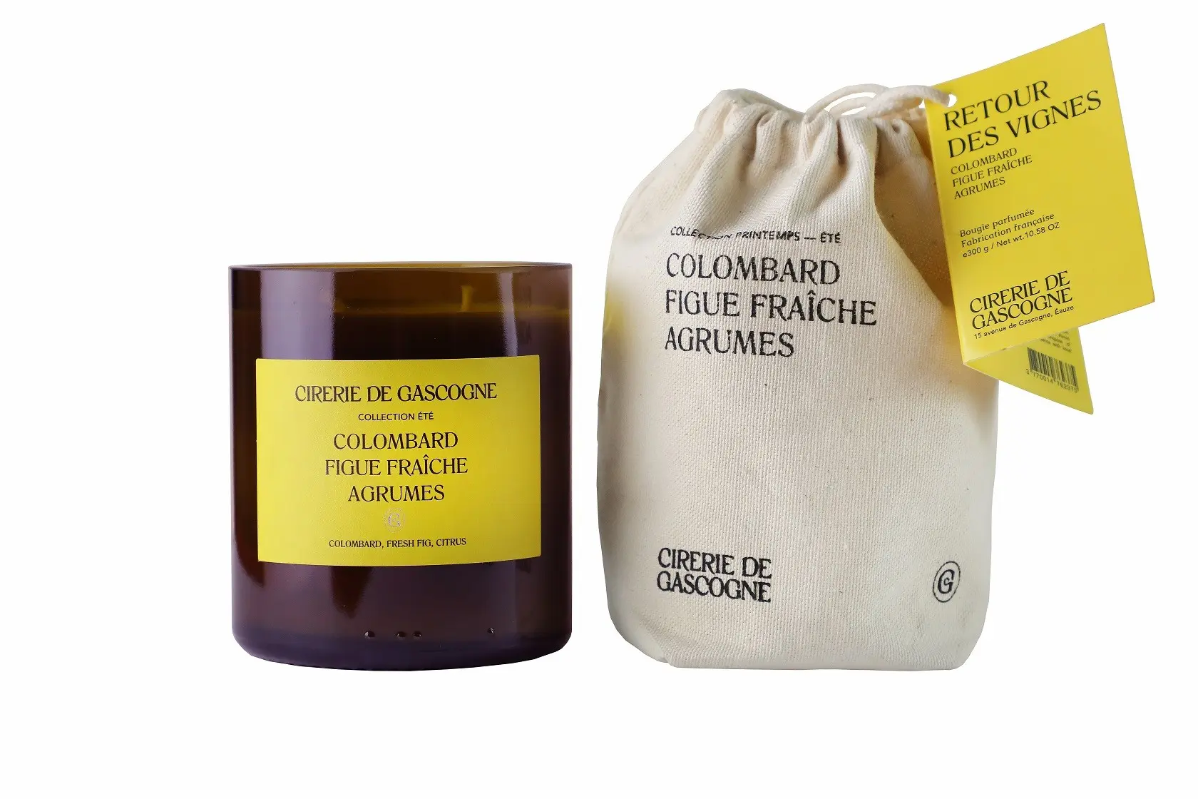 Colombard scented candle - Fresh Fig - Citrus - -300 gr - bottle bottom