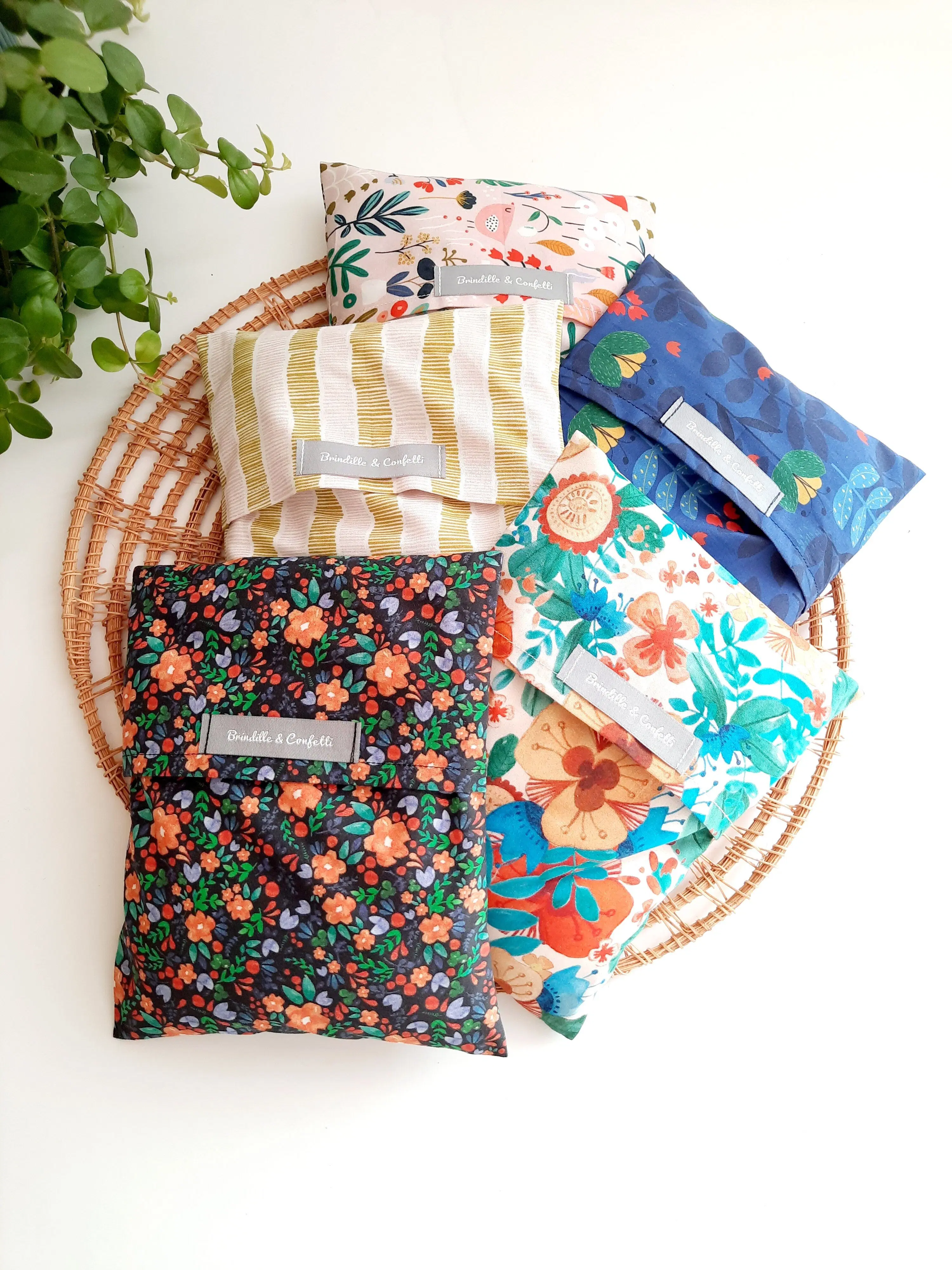 Dry hot water bottle with removable cover in organic & upcycled cotton with French organic flax seeds