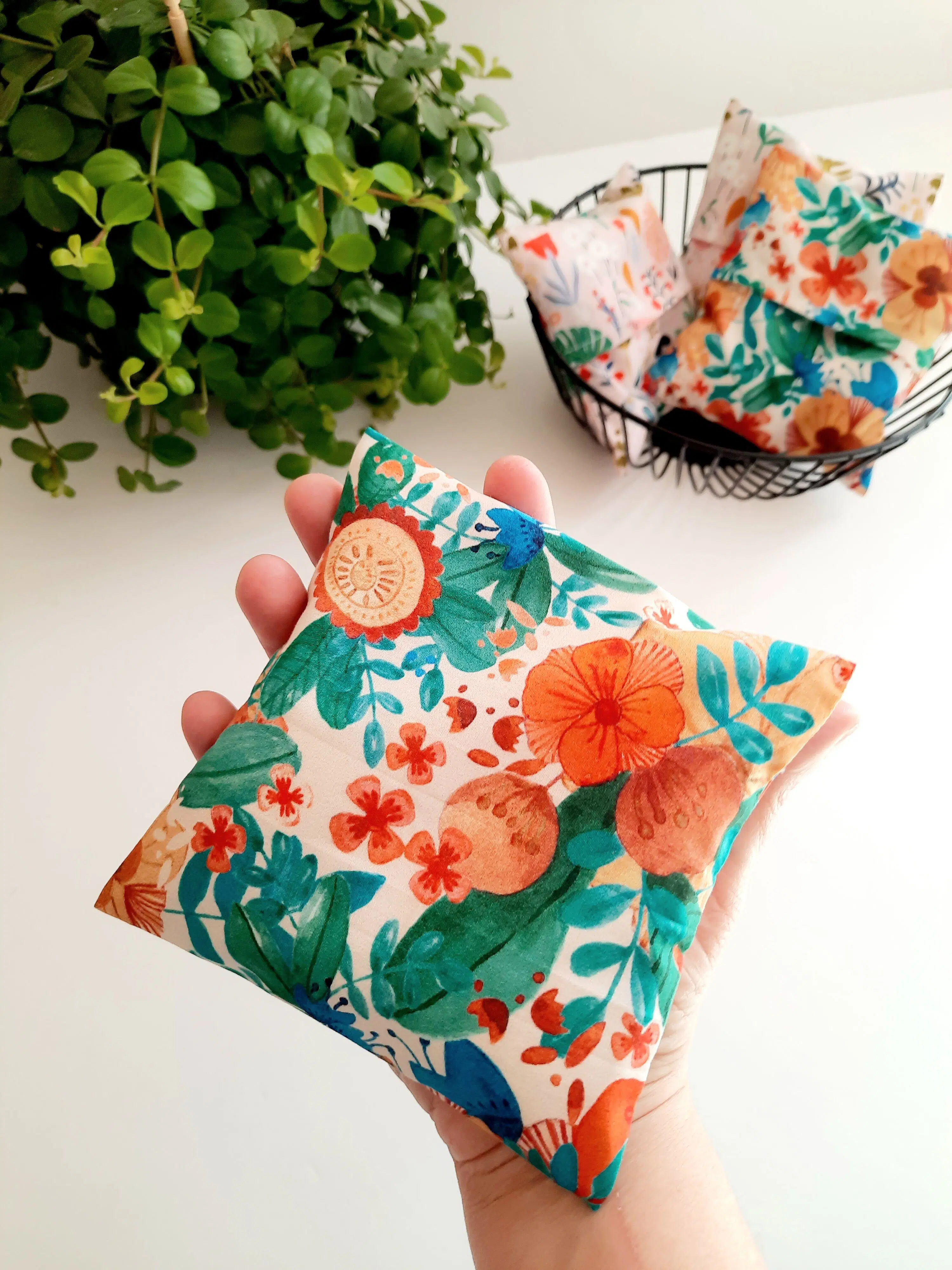 Duo of removable warmers in organic & upcycled cotton with French organic flax seeds