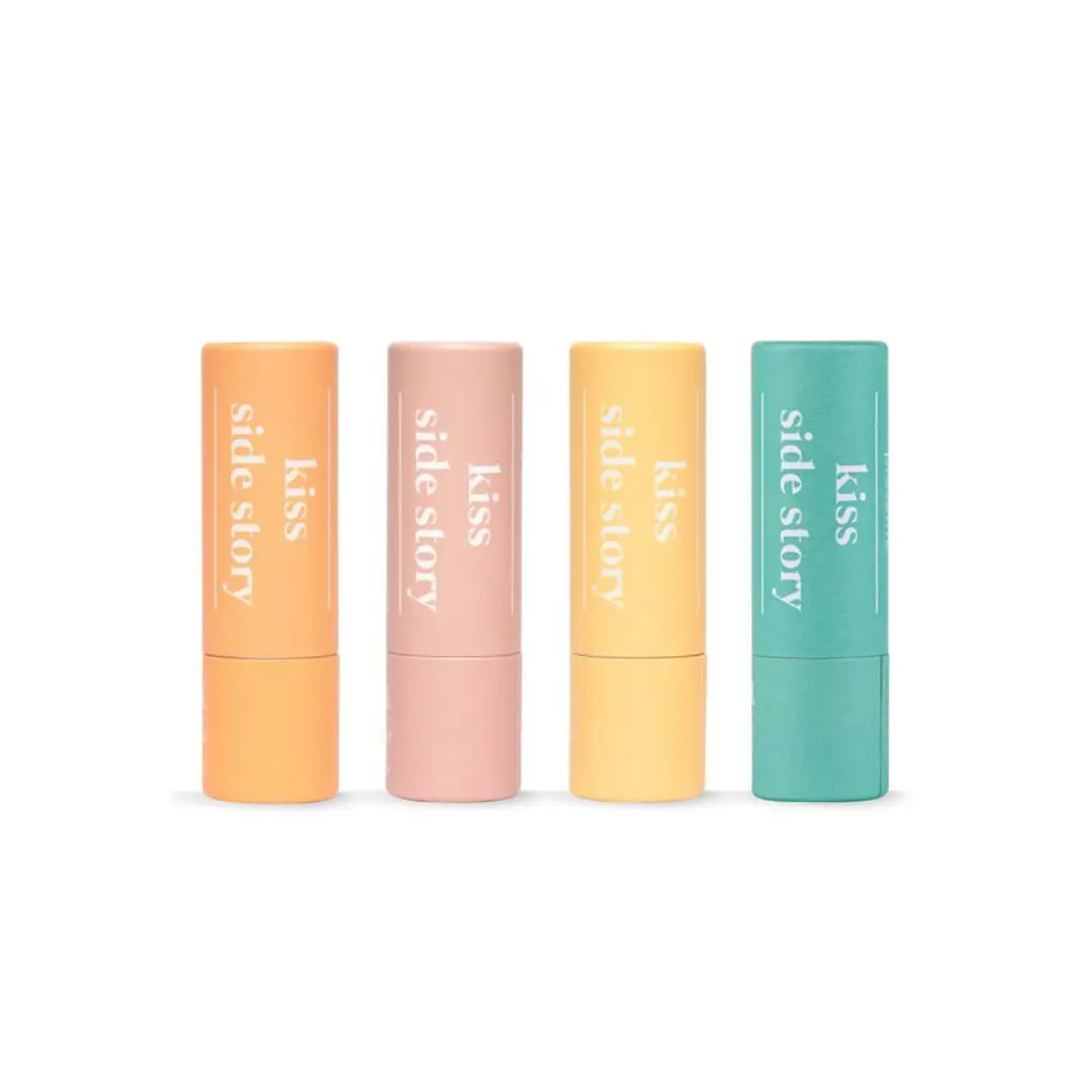 Coffret de baumes à lèvres naturels Kiss Side Story - 4 baumes naturels : gommage exfoliant, ultra-nourrissant, doux et restructurant