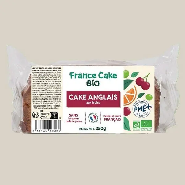 Organic English Fruitcake - Sliced ​​250g - France Organic Cake