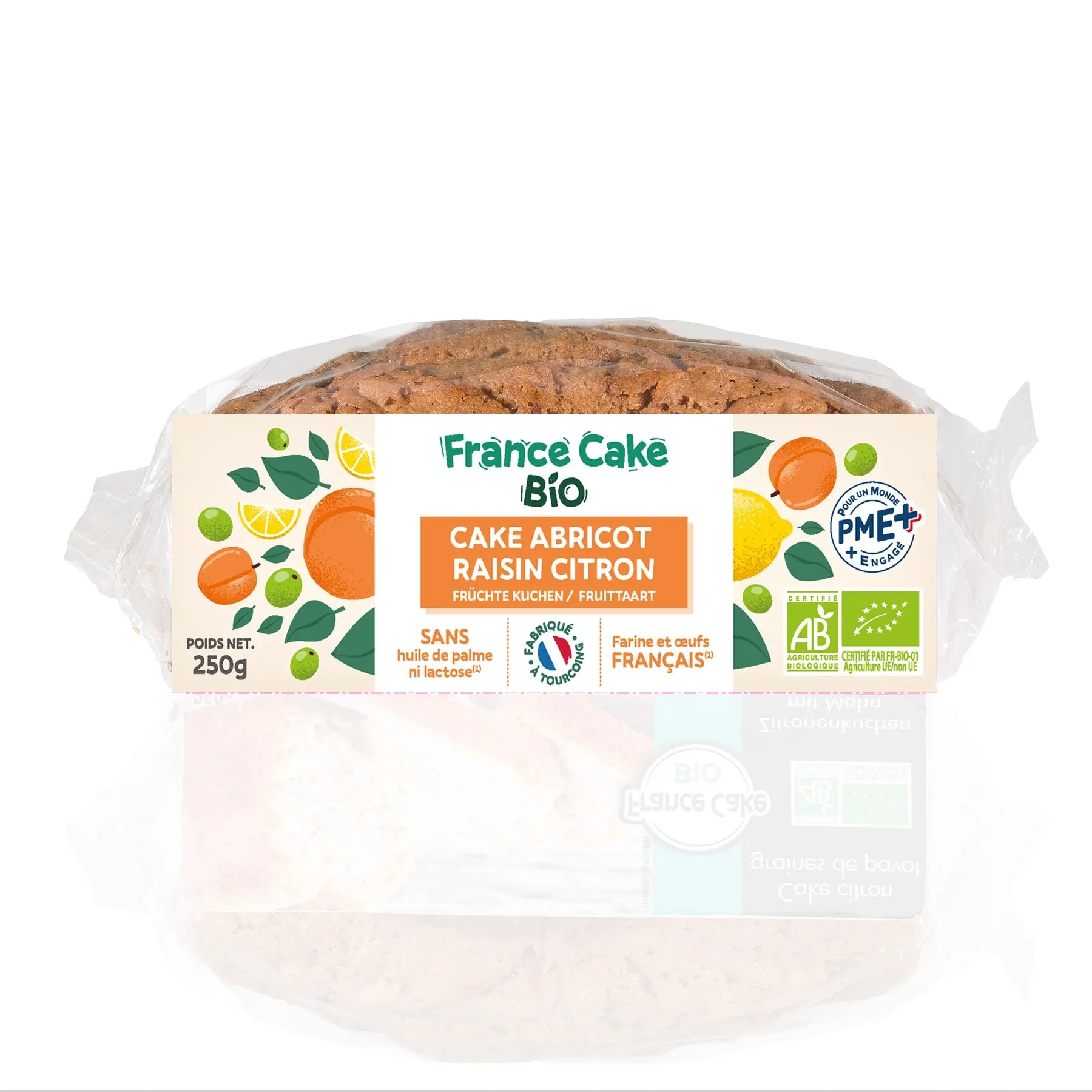 Organic apricot, raisin, and lemon cake, sliced, 250g - France Organic Cake